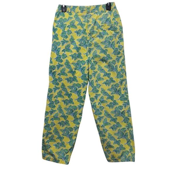 Vintage Lilly Pulitzer Butterfly Print Cotton High Waist Y2K Pants Sz 8 Yellow/G - Picture 4 of 16
